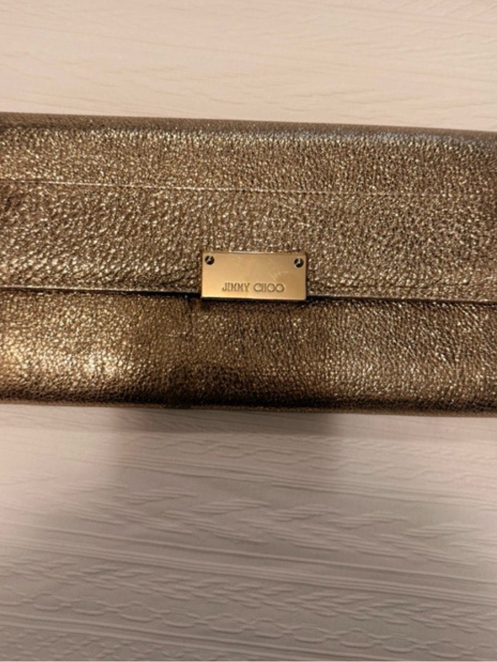 Jimmy Choo Gold Metallic Leather Clutch